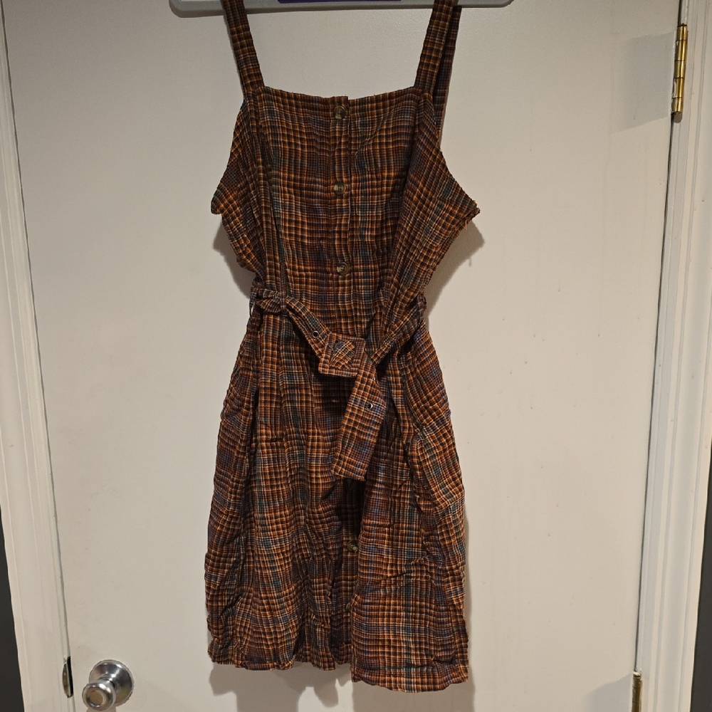 American Eagle Belted Jumper With Buttons And Side Zipper - L